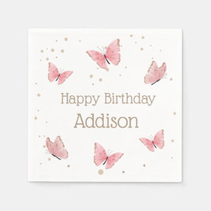 Serviette En Papier Anniversaire du papillon rose