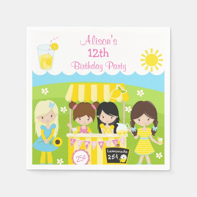 Serviette En Papier Anniversaire du soleil et de la limonade (Devant)