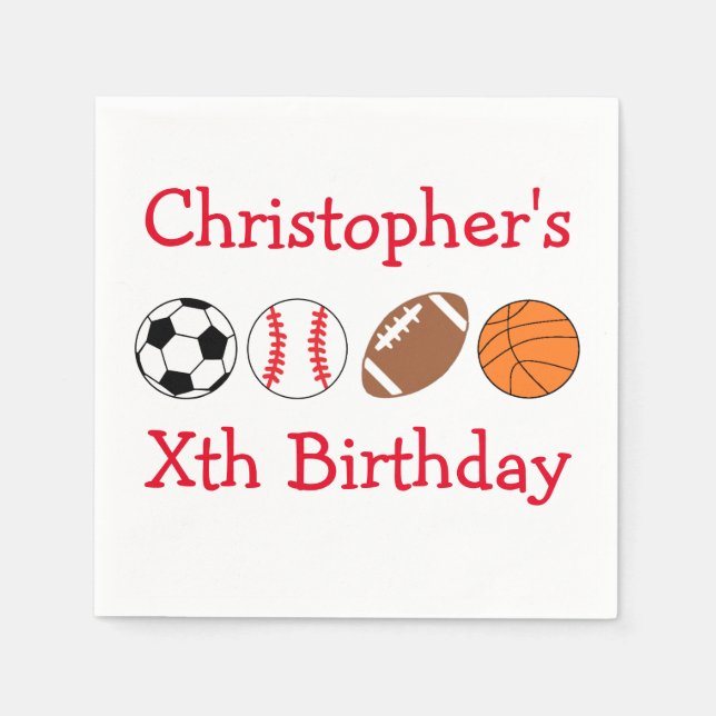 Serviette En Papier Anniversaire du sport (Devant)