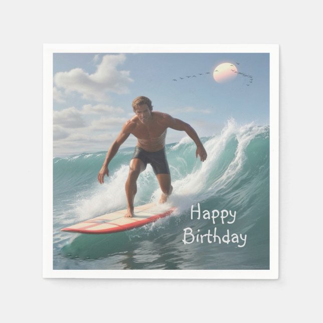 Serviette En Papier Anniversaire du surf (Devant)