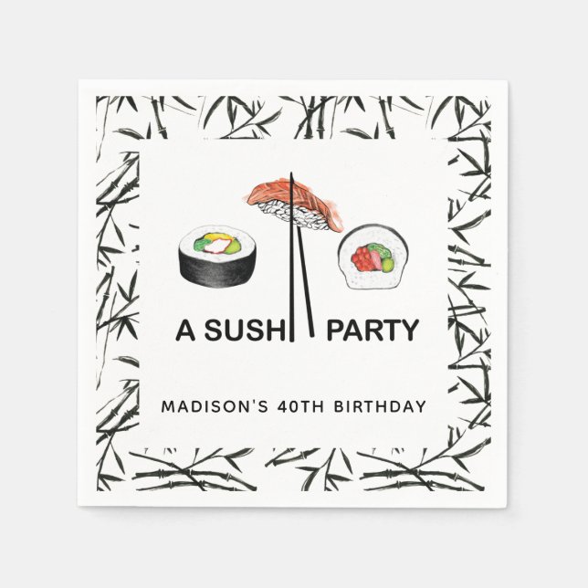 Serviette En Papier Anniversaire du Sushi personnalisé (Devant)