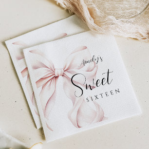 Serviette En Papier Anniversaire du Sweet sixteen rose Bow
