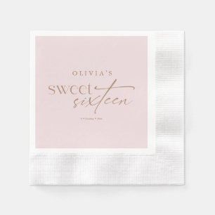 Serviette En Papier Anniversaire élégant Sweet 16 rose tendre