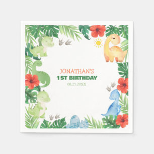 Serviette En Papier Anniversaire Enfants Dinosaures Forêt Tropicale