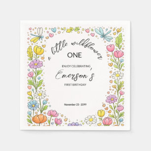 Serviette En Papier Anniversaire fantaisiste petite fleur sauvage colo
