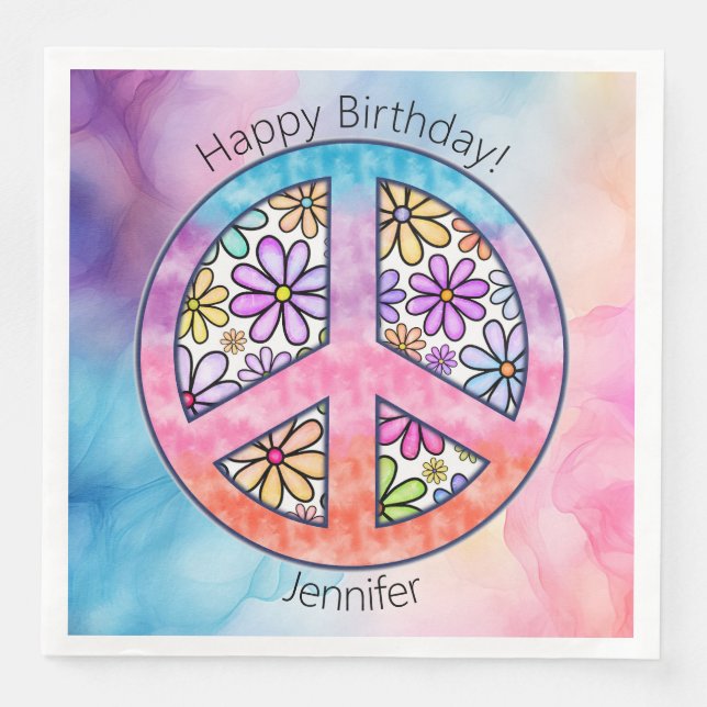 Serviette En Papier Anniversaire fête Super Hippie Papier Napkin (Devant)