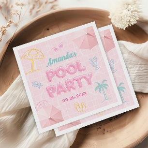 Serviette En Papier Anniversaire Fille Plage Été Fête Piscine