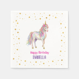 Serviette En Papier Anniversaire Filles Licorne Paillettes