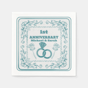 Serviette En Papier Anniversaire Floral mariage année personnalisable