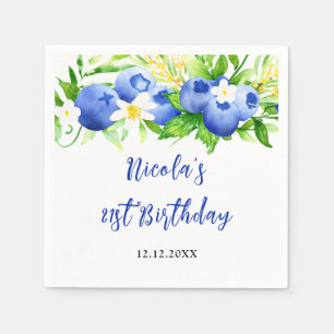 Serviette En Papier Anniversaire Floral Myrtille
