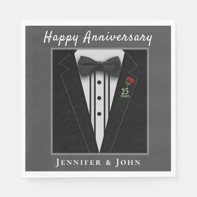 Serviette En Papier Anniversaire Formal Tuxedo Custom (Devant)
