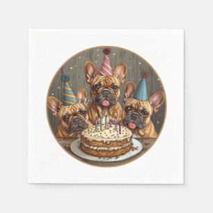 Serviette En Papier Anniversaire Français Bulldogs Casquettes