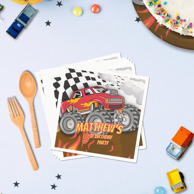 Serviette En Papier Anniversaire Fun Monster Truck (Créateur téléchargé)