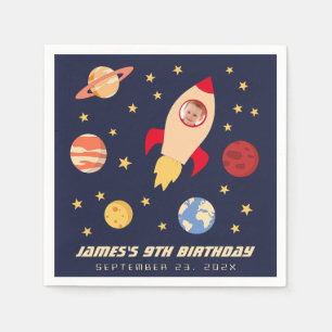Serviette En Papier Anniversaire Garçon Photo Étoiles Galaxie Fusée Sp