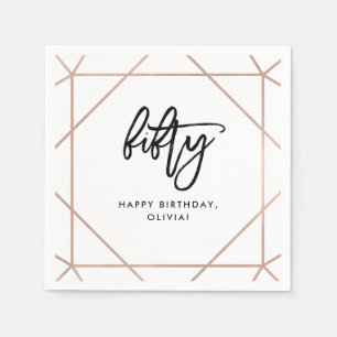 Serviette En Papier Anniversaire géométrique de l'or rose   de Faux