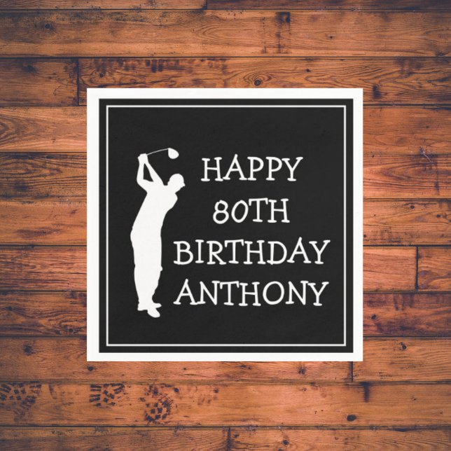 Serviette En Papier Anniversaire Golfer Funny 80e heureux papa Par (Créateur téléchargé)