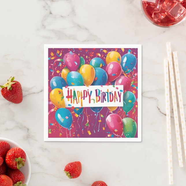 Serviette En Papier anniversaire heureux (En situation)