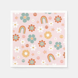 Serviette En Papier Anniversaire Hippie Arc-en-Ciel Groovy