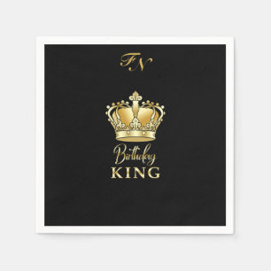 Serviette En Papier Anniversaire King Gold Couronne Royal Monogramme L