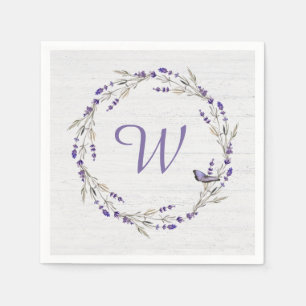 Serviette En Papier Anniversaire Lavender Wreath Monogramme