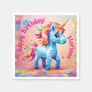 Serviette En Papier Anniversaire Licorne Colorée Pinata