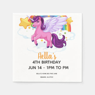 Serviette En Papier Anniversaire Licorne et Arc-en-ciel
