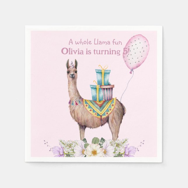 Serviette En Papier Anniversaire Llama (Devant)