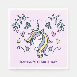 Serviette En Papier Anniversaire magique de Unicorn