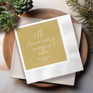 Serviette En Papier Anniversaire mariage personnalisé - Gold Modern