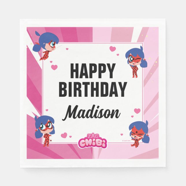 Serviette En Papier Anniversaire Miraculum Ladybug Chibi (Devant)