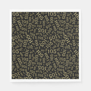 Serviette En Papier Anniversaire Moderne 105 Numéro Motif Noir/Or