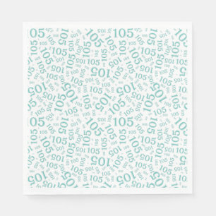 Serviette En Papier Anniversaire moderne 105 Numéro Motif Turquoise/bl