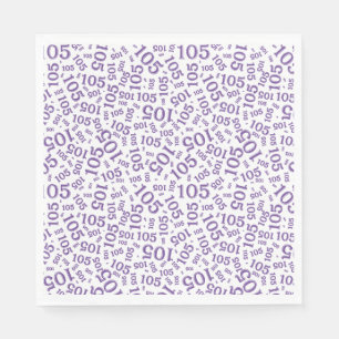 Serviette En Papier Anniversaire moderne 105 Numéro Motif violet/blanc
