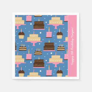 Serviette En Papier Anniversaire Motif de gâteaux Nom personnalisé + S