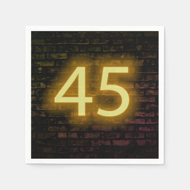 Serviette En Papier Anniversaire Neon 45 Connexion mur en briques (Devant)