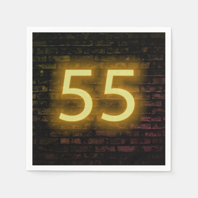 Serviette En Papier Anniversaire Neon 55 Connexion mur en briques (Devant)