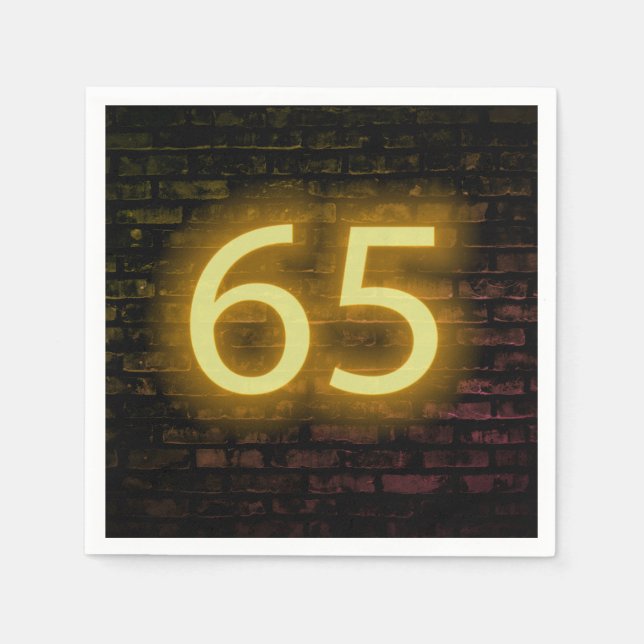 Serviette En Papier Anniversaire Neon 65 Connexion mur en briques (Devant)