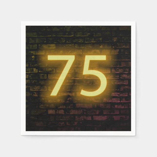 Serviette En Papier Anniversaire Neon 75 Connexion mur en briques (Devant)