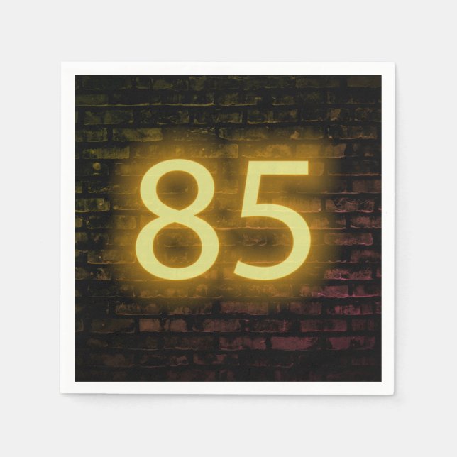 Serviette En Papier Anniversaire Neon 85 Connexion mur en briques (Devant)