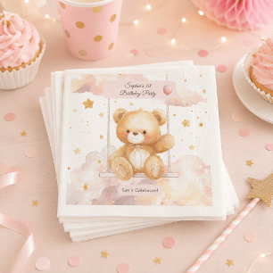Serviette En Papier Anniversaire Ourson Mignon - Dessous de Verre Pers