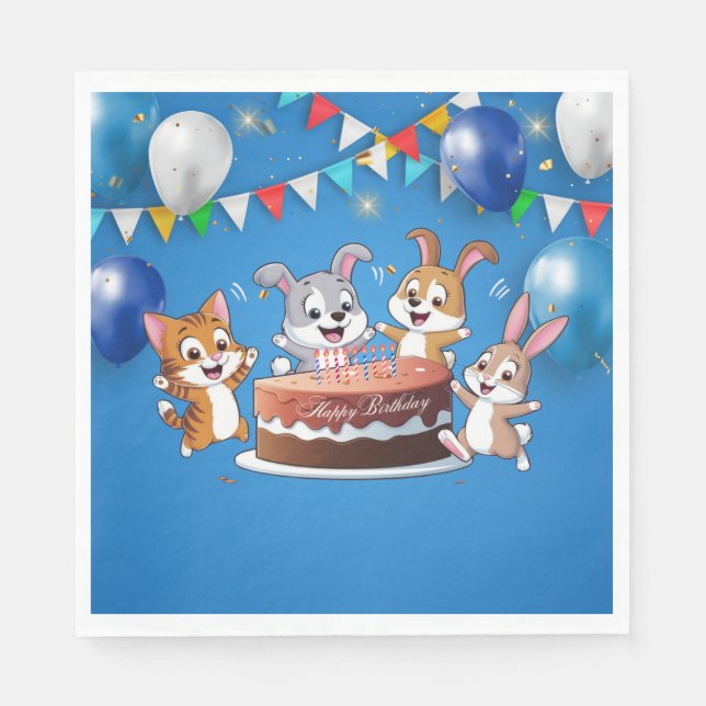Serviette En Papier Anniversaire Papier de fête Napkin (Devant)
