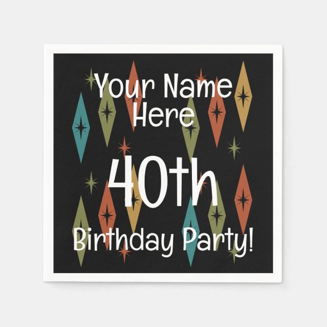 Serviette En Papier Anniversaire personnalisé du Moyen-siècle (Devant)