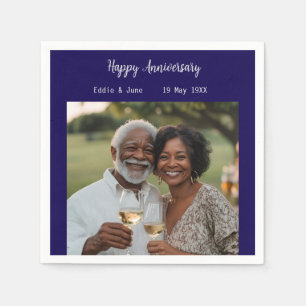 Serviette En Papier Anniversaire Photo moderne Napkins bleu marine