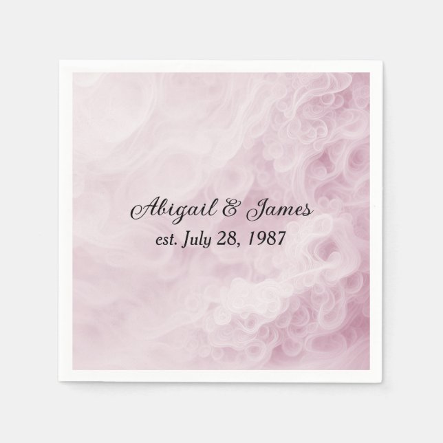 Serviette En Papier Anniversaire Pink Swirl Abstrait (Devant)