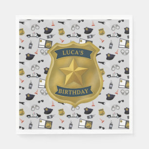 Serviette En Papier Anniversaire Policier Thème Police