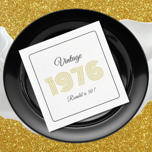 Serviette En Papier Anniversaire Rétro 1976 50 ans Anniversaire Blanc