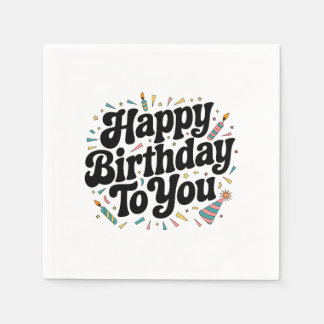 Serviette En Papier Anniversaire Rétro Confettis