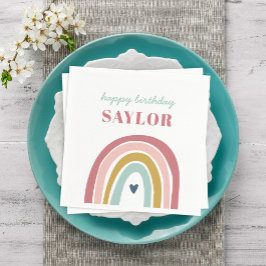 Serviette En Papier Anniversaire rose arc-en-ciel du mignon Boho