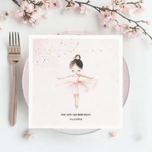 Serviette En Papier Anniversaire rose Ballerina élégant