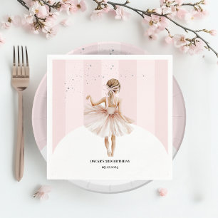 Serviette En Papier Anniversaire rose Ballerina élégant
